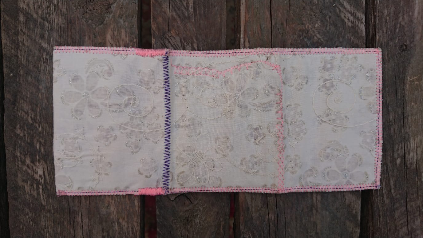 A one-of-a-kind wallet called "On The Map" is made by Highsew. It is made of recycled fabric combined with new, strong fabric. the wallet is open and you see the outside