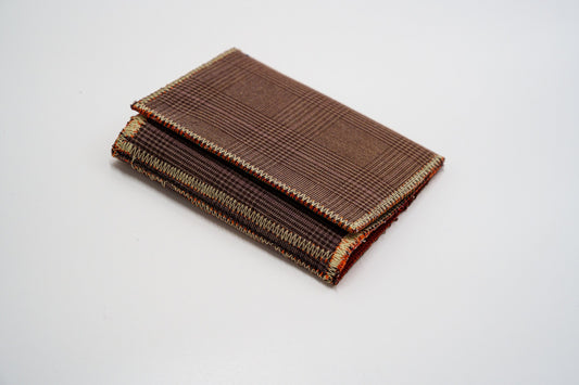 Brown glen-plaid wallet, handmade from upcycled suit fabric — HighSew