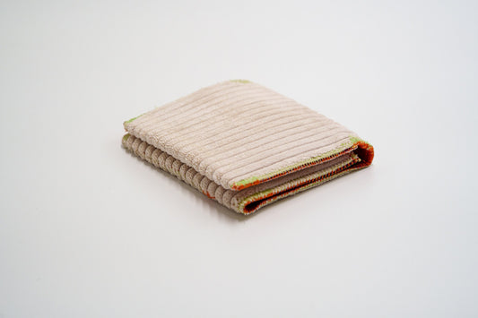 Cream ribbed wallet, handmade from upcycled upholstery fabric — HighSew